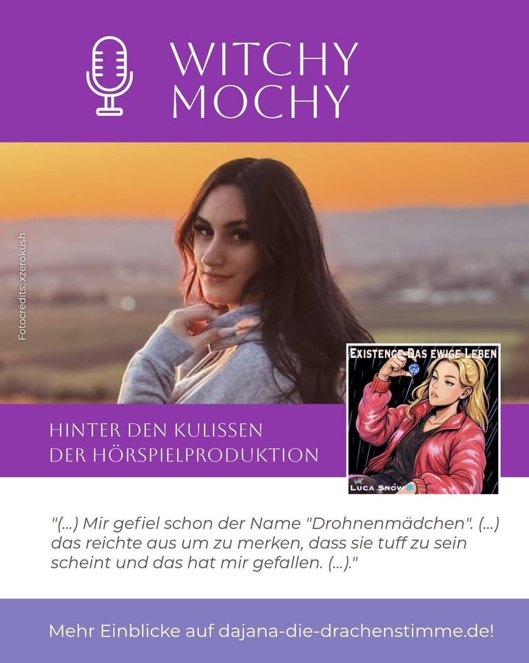 Witchymochi spricht im Hörspiel "Existence - Das ewige Leben" von Luca Snow