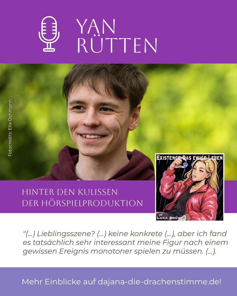 Yan Rütten spricht im Hörspiel "Existence - Das ewige Leben" von Luca Snow