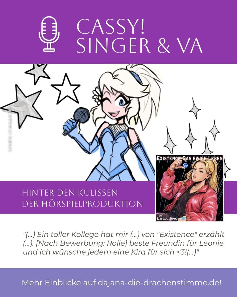 Cassy! spricht im Hörspiel "Existence - Das ewige Leben" von Luca Snow
