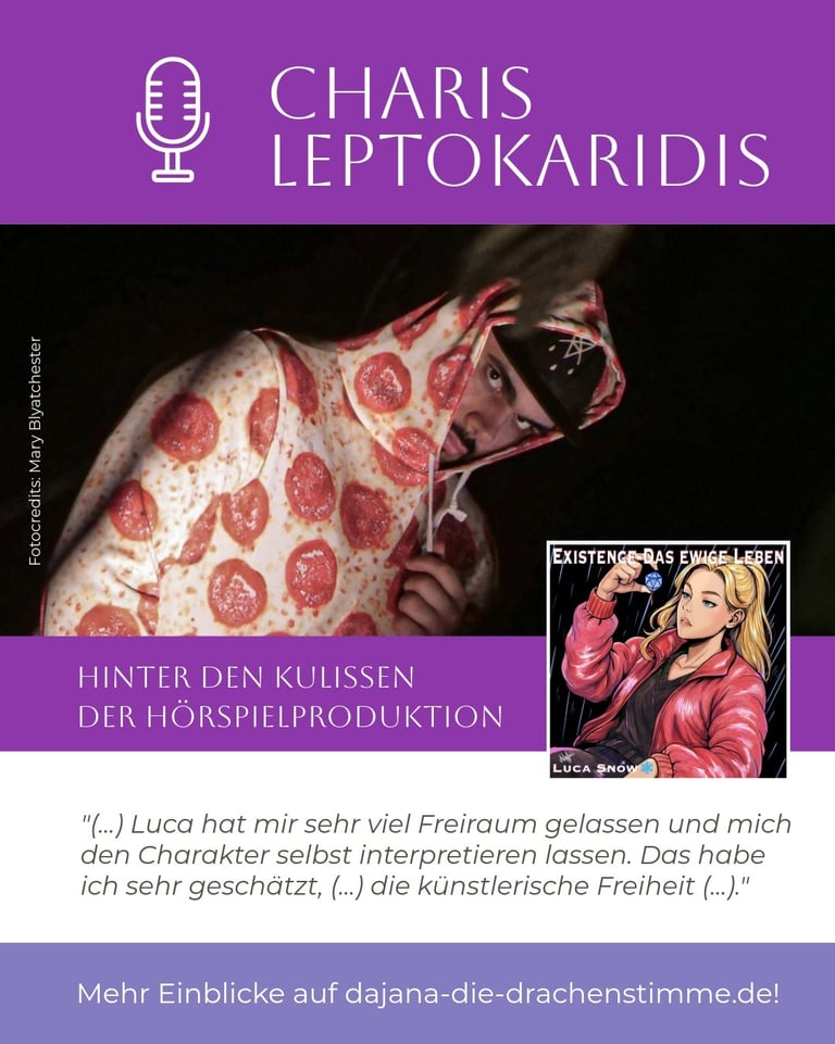 Charis alias Shat Aran / Peanut Play spricht im Hörspiel "Existence - Das ewige Leben" von Luca Snow