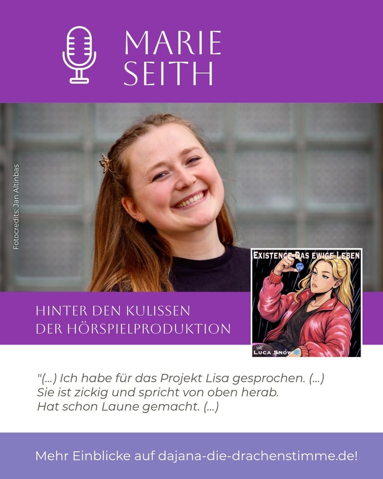 Marie Seith spricht im Hörspiel "Existence - Das ewige Leben" von Luca Snow