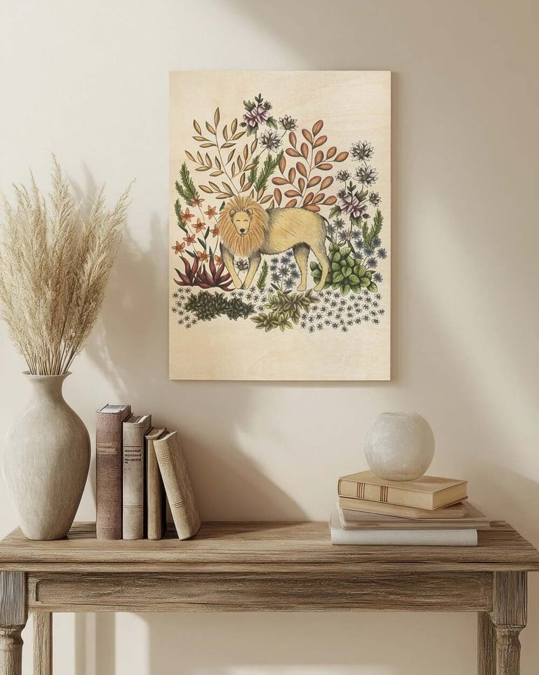Animal Illustration Wall Art in a Living Room