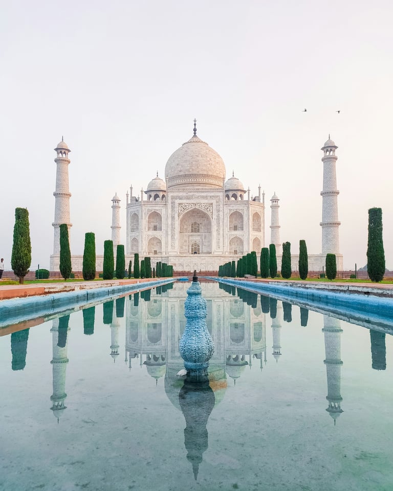 India Taj Mahal mausoleum on the right bank of the river Yamuna in Agra