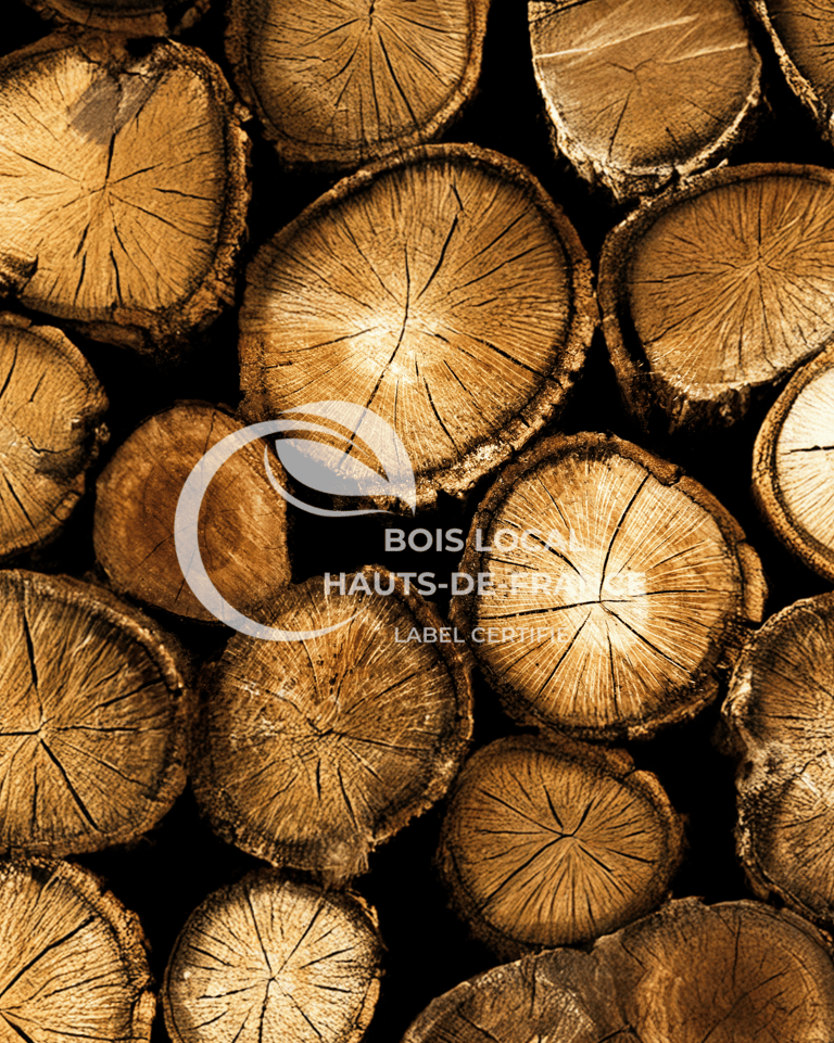 une pile de bûches avec un sol en bois