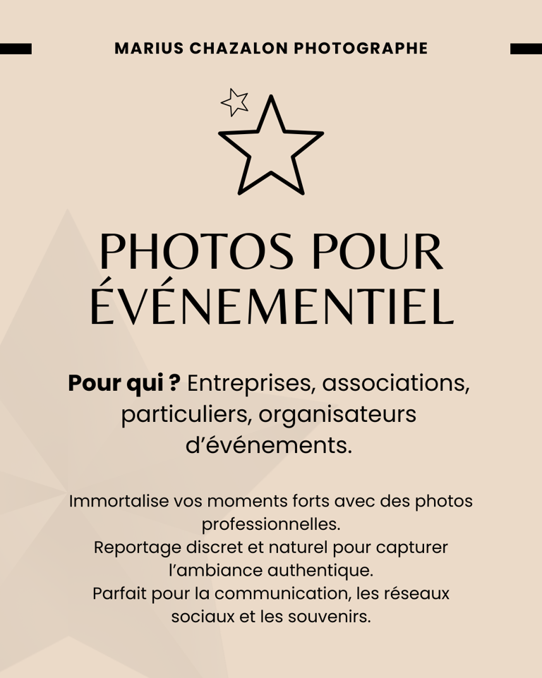Description de l'offre photos pour évènementiels