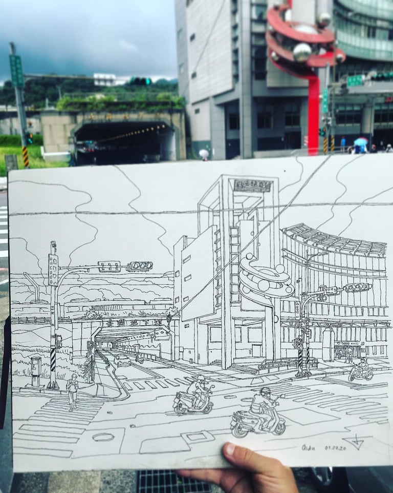 Urban sketch by artist Evgeny Bondarenko