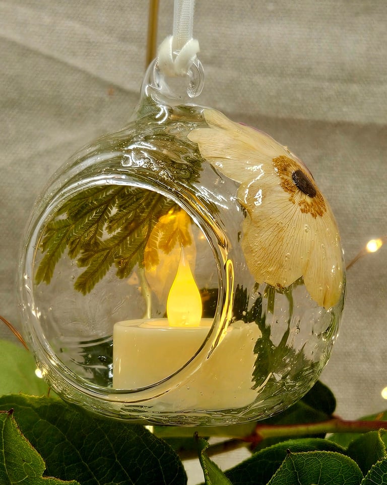 a candle with a candle in a glass vase