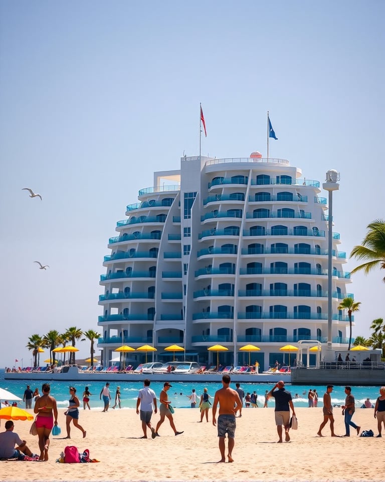 A five-star hotel facing the beach