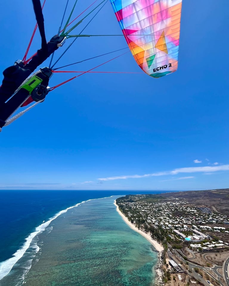 a person parasailing over a body of water