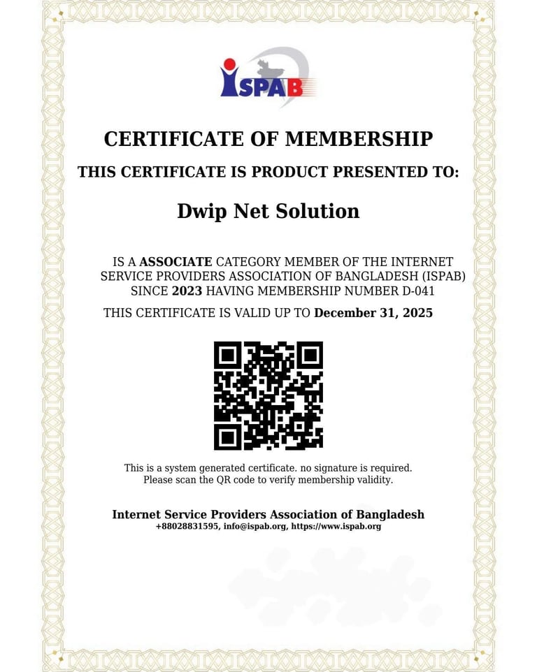 Dwip Net solution ISPAB Licence