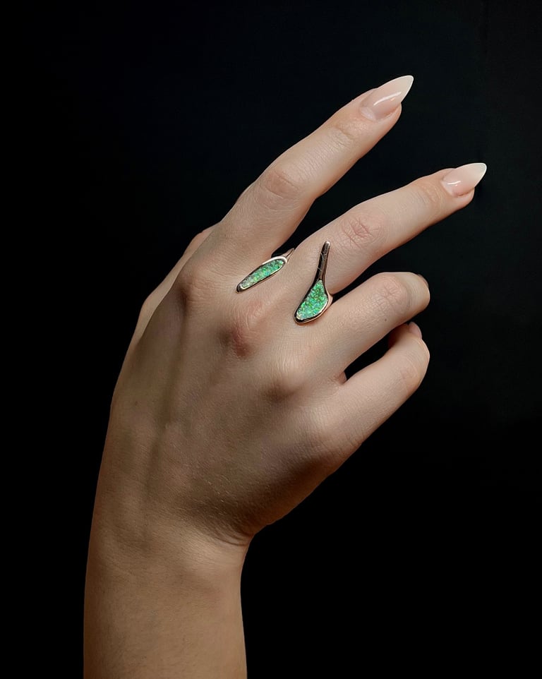 Kinga Olah Jewelry Artist and Designer Ring II Green Bello Opal