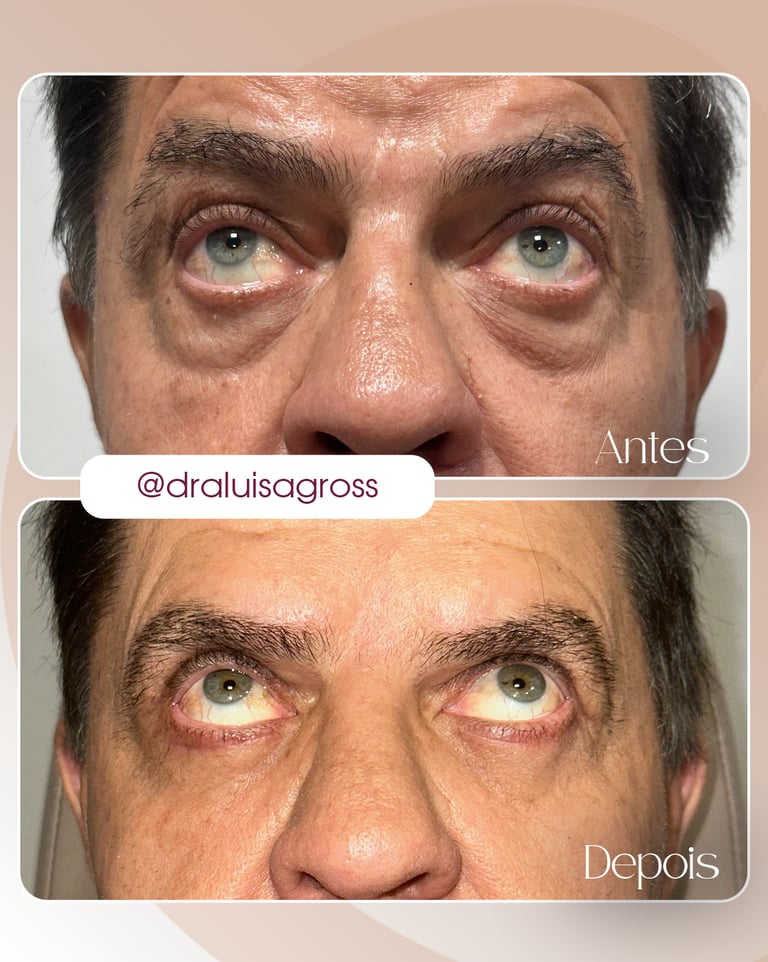Antes e depois de cirurgia periocular realizada pela Dra. Luisa Gross