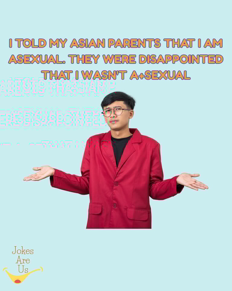 Asian guy sharing his parents' disappointment after he reveals he's asexual. They expected A+ sexual