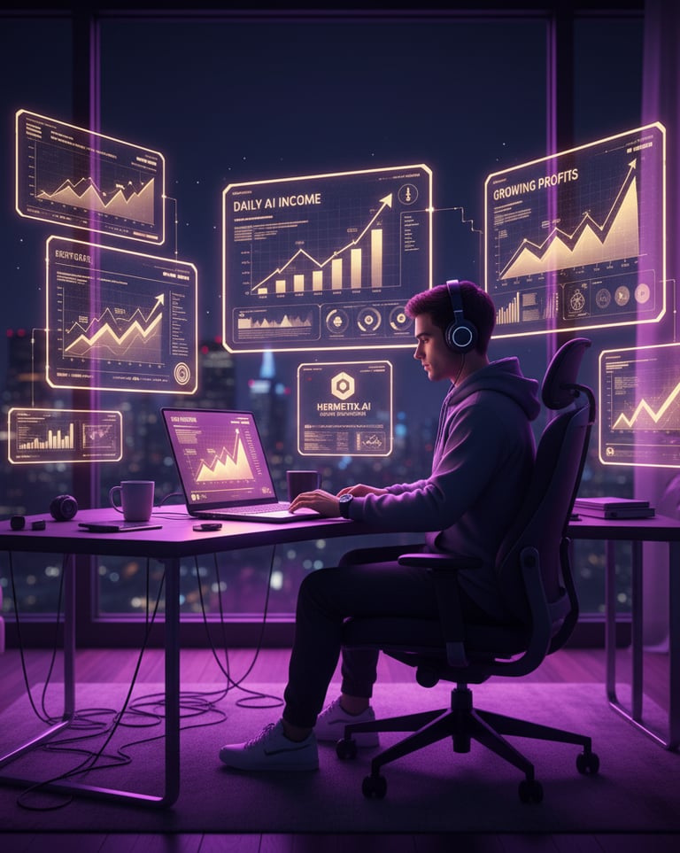 Best AI course showing creator monetizing AI skills daily after Hermetix.AI