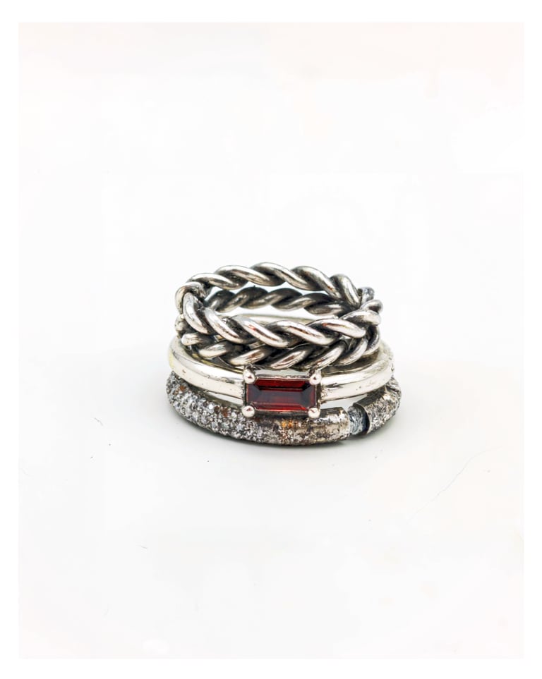 Stacking Rings Workshop with Kelly Allanson @Mountain Gems, twisted braid, prong, and tensionsetting