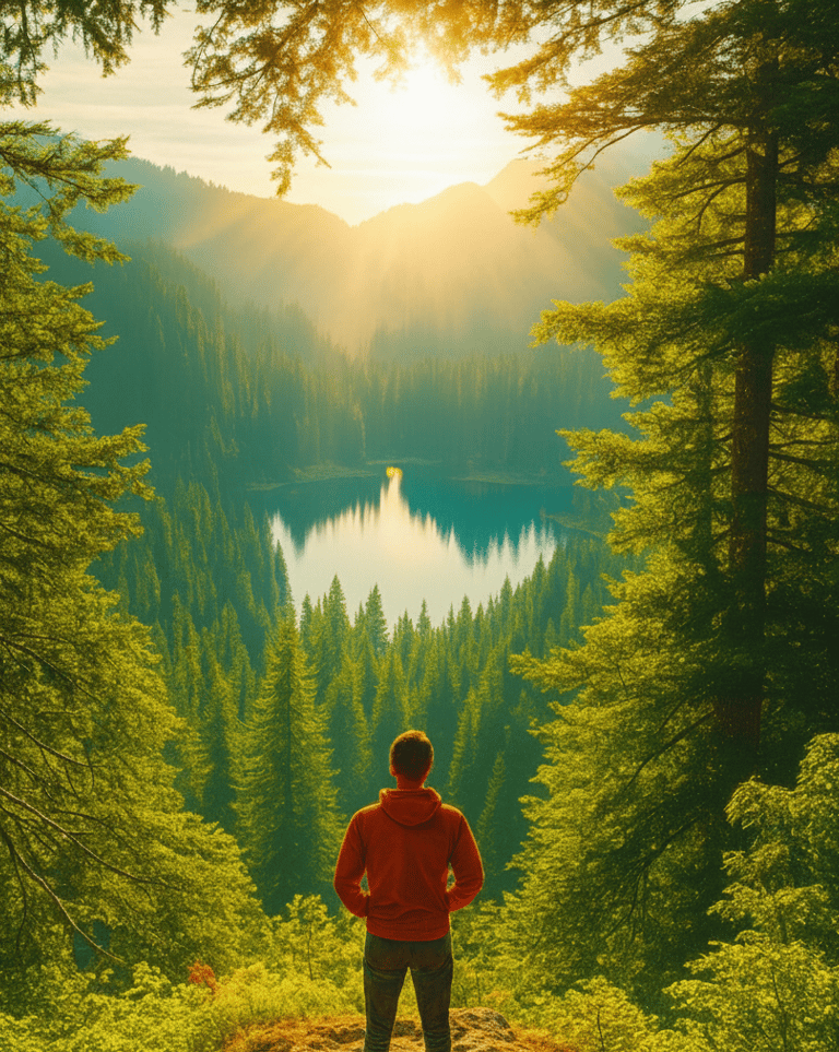 THK® Impuls-Session Mann schaut auf See im Wald