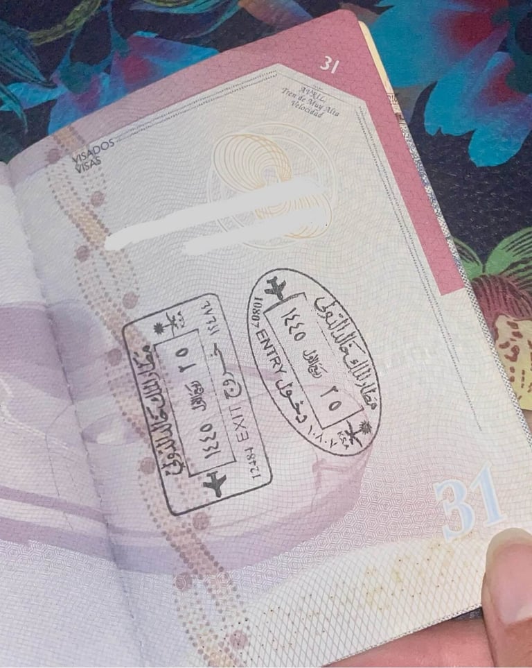 El sello en el pasaporte de Arabia Saudi