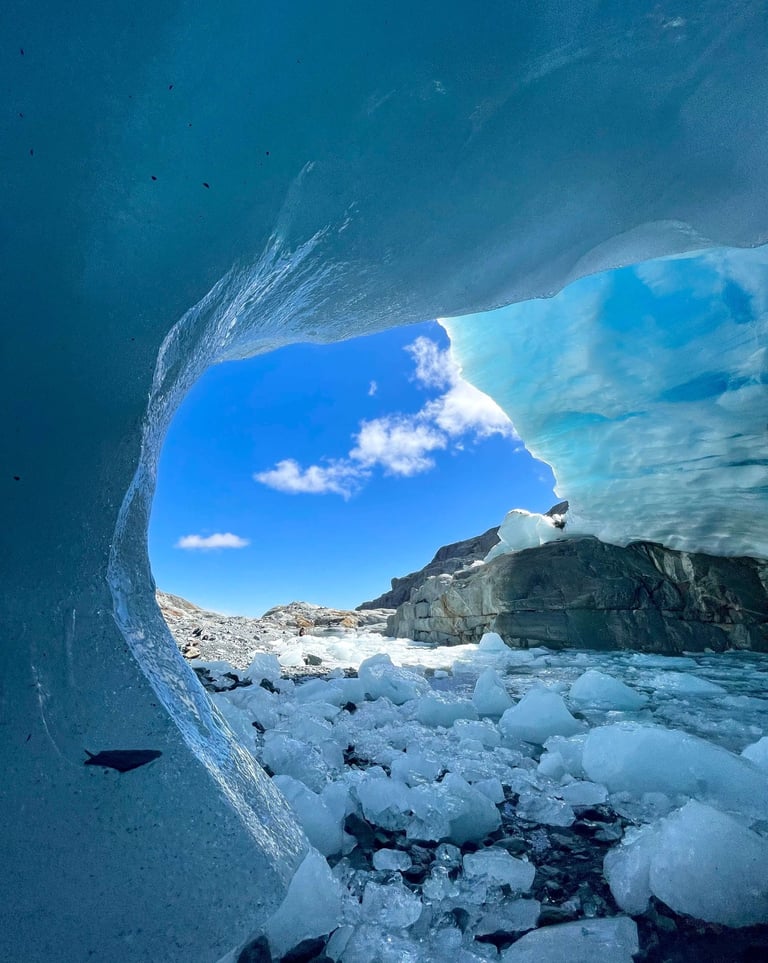 Dentro de Brewster Glacier en Nueva Zelanda