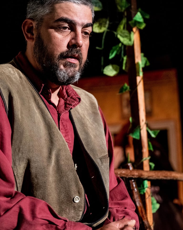 Portrait of an actor looking off the image to the right whilst on set