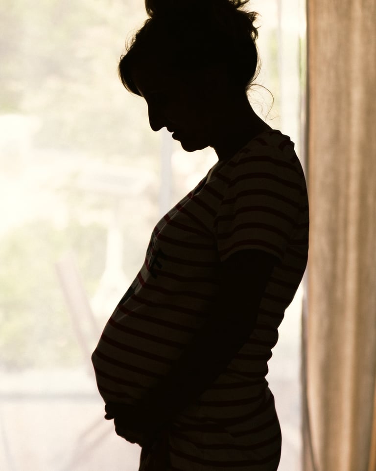 portrait de grossesse en contrejour en beaujolais