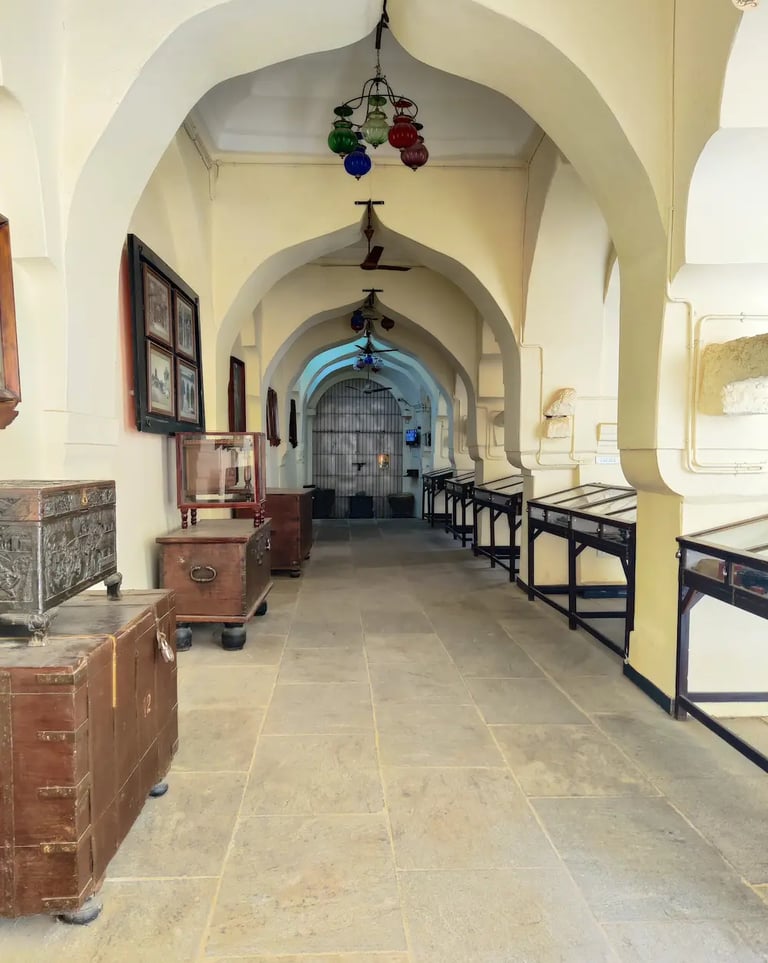 Exhibition of old relics inside Thanjavur Palace Royal Museum