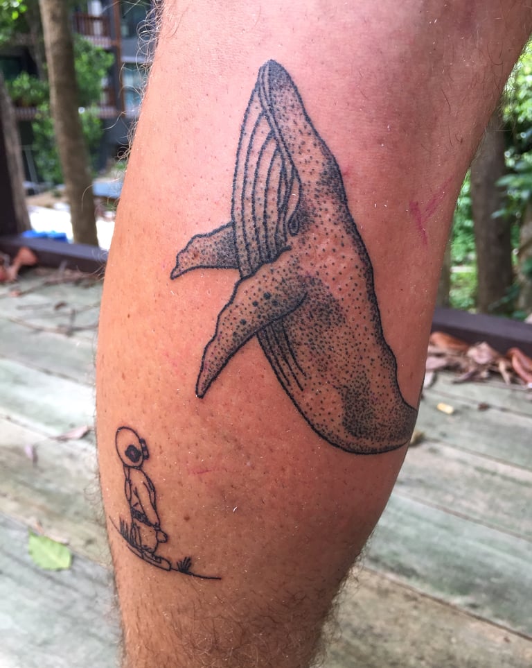 beforecare, aftercare, Tattoo, Whale, Ocean, Handpoke, Island, Borneo, Sabah