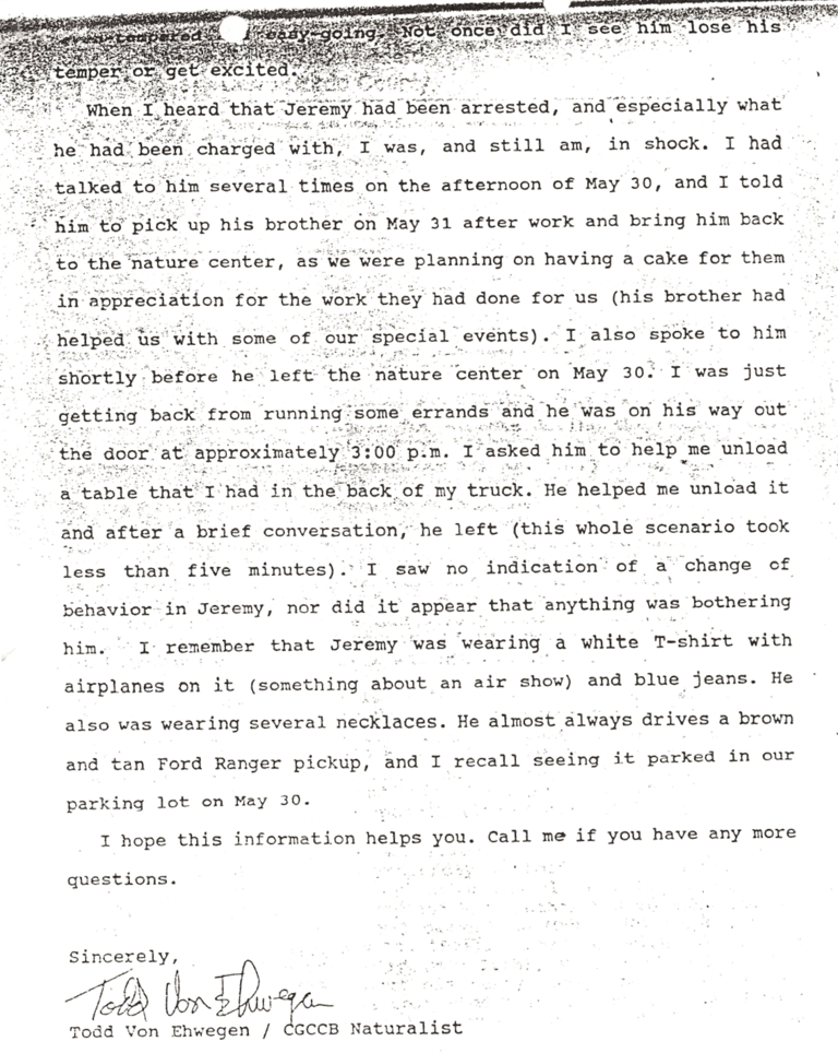 Todd Von Ehwegen statement