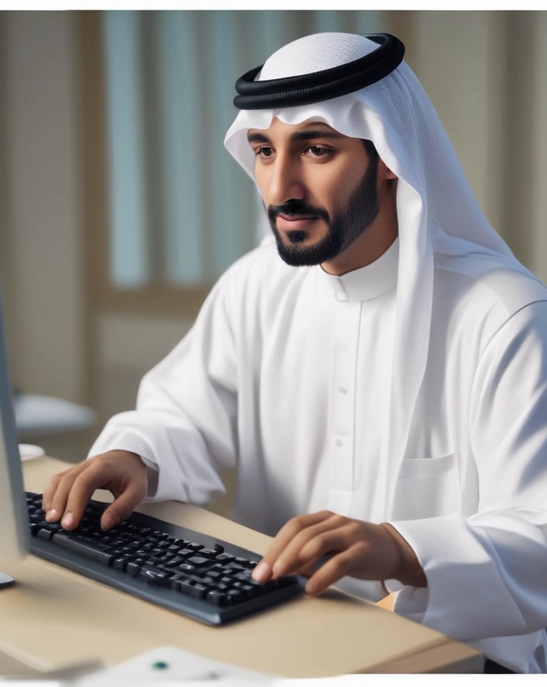 Modern office workspace with people collaborating over laptops and digital devices.