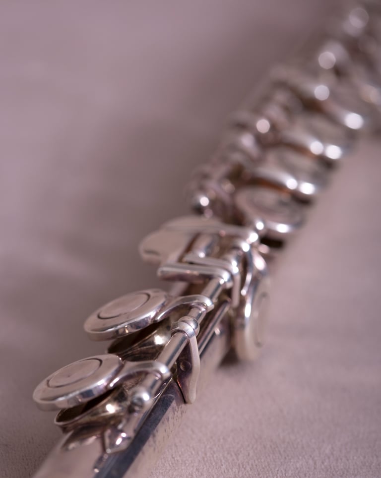 gros plan sur une flûte traversière