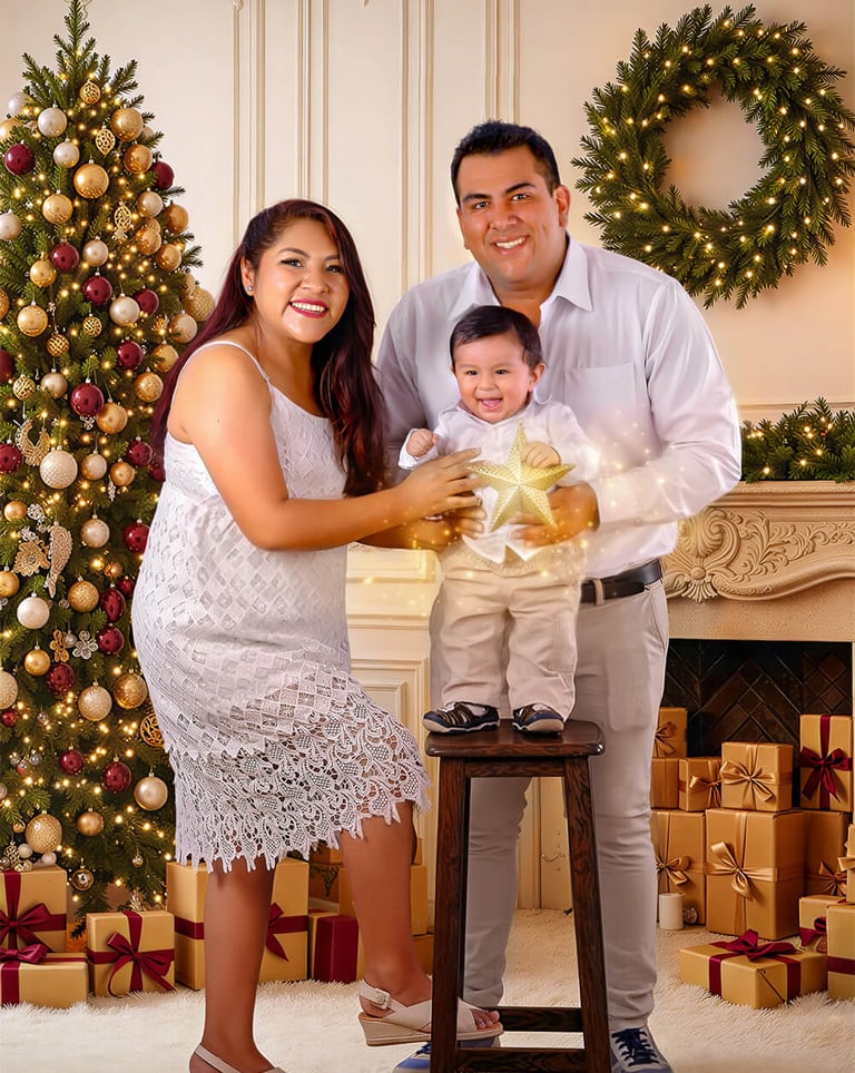 Familia Boliviana Navidad , sesión fotográfica