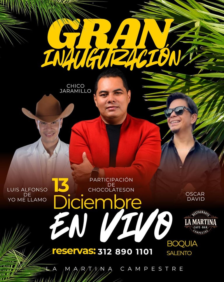 Concierto en Salento con  Chico Jaramillo y Luis Alfonso (de Yo Me LLamo), Oscar David 