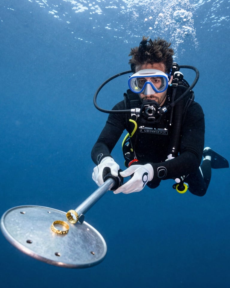 a man scubas in the water near a coral reef