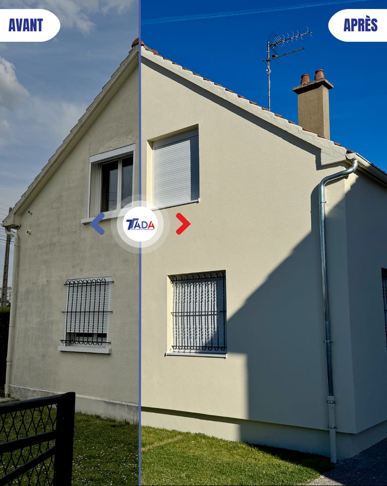 avant/après d'une maison individuelle ITE et ravalement 