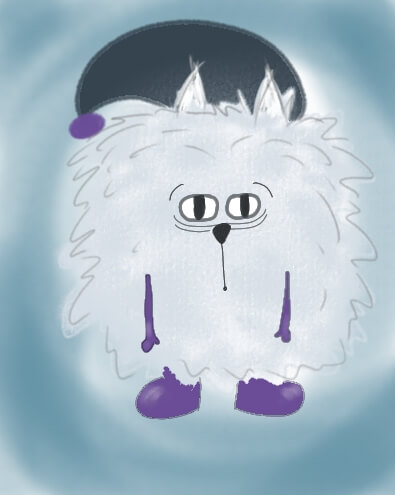 illustration d’un groumpf blanc au bonnet, personnage de l’univers des contes groumpfs