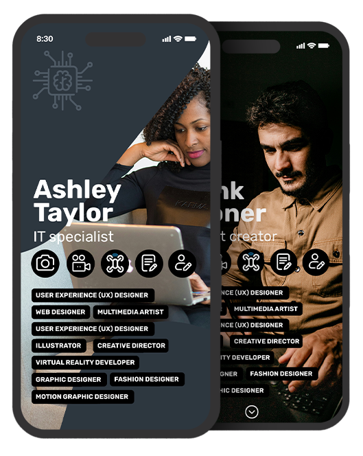 digital business card list of professions