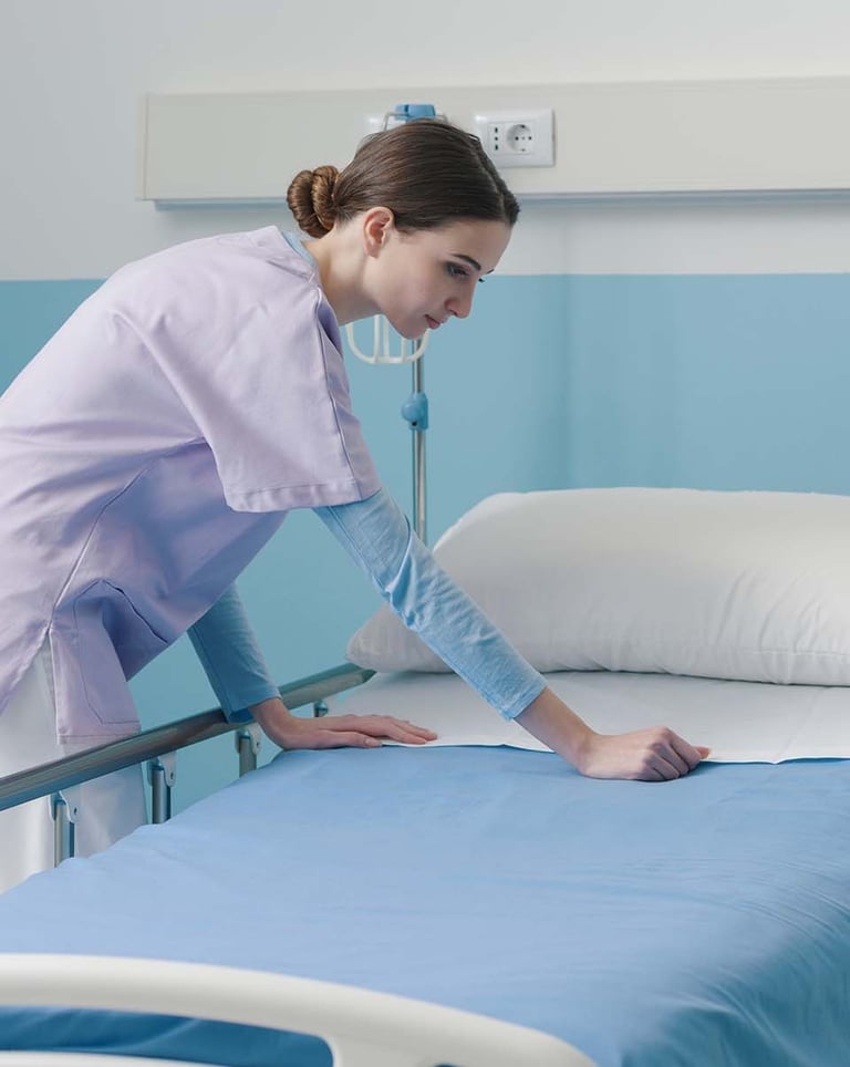 SABANAS Y COLCHAS PARA CAMAS DE HOSPITAL