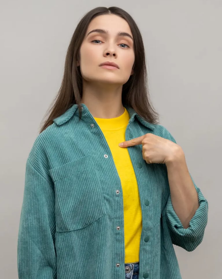 Girl being selfish and pointing at herself