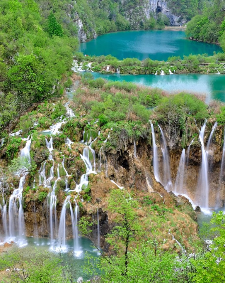 Amazing waterfall in National Park Plitvice Lakes in Croatia
