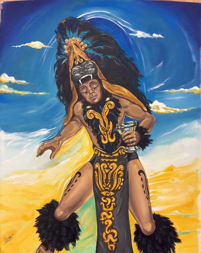 Mayan Shaman holding cup of blessings
