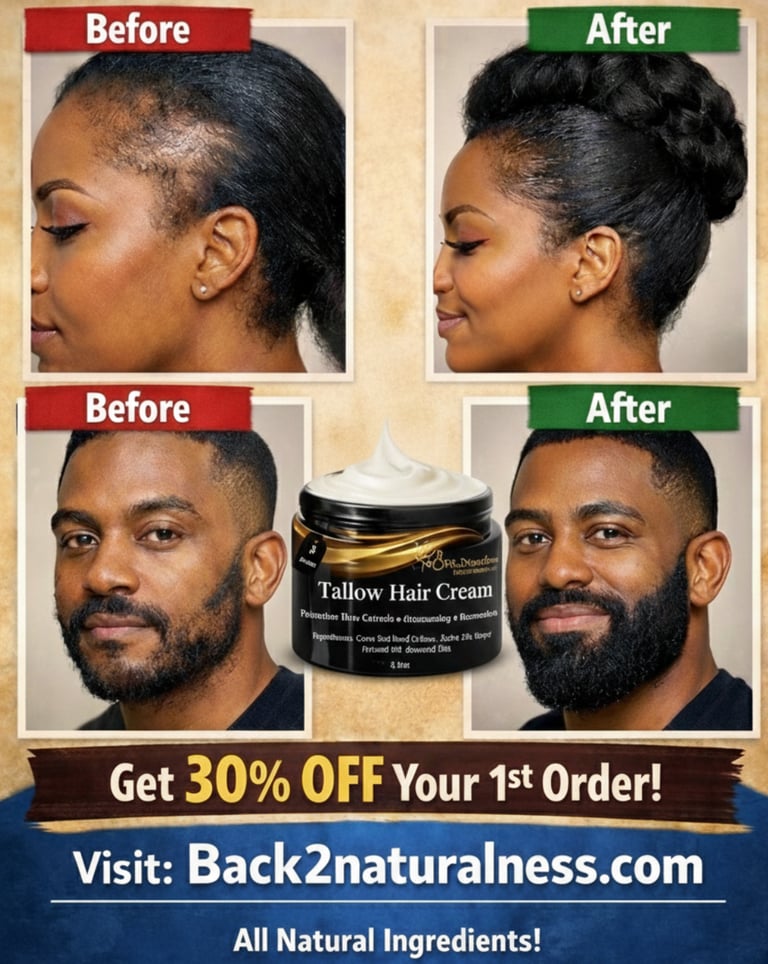 a before and after pick of tallow cream for hair growth