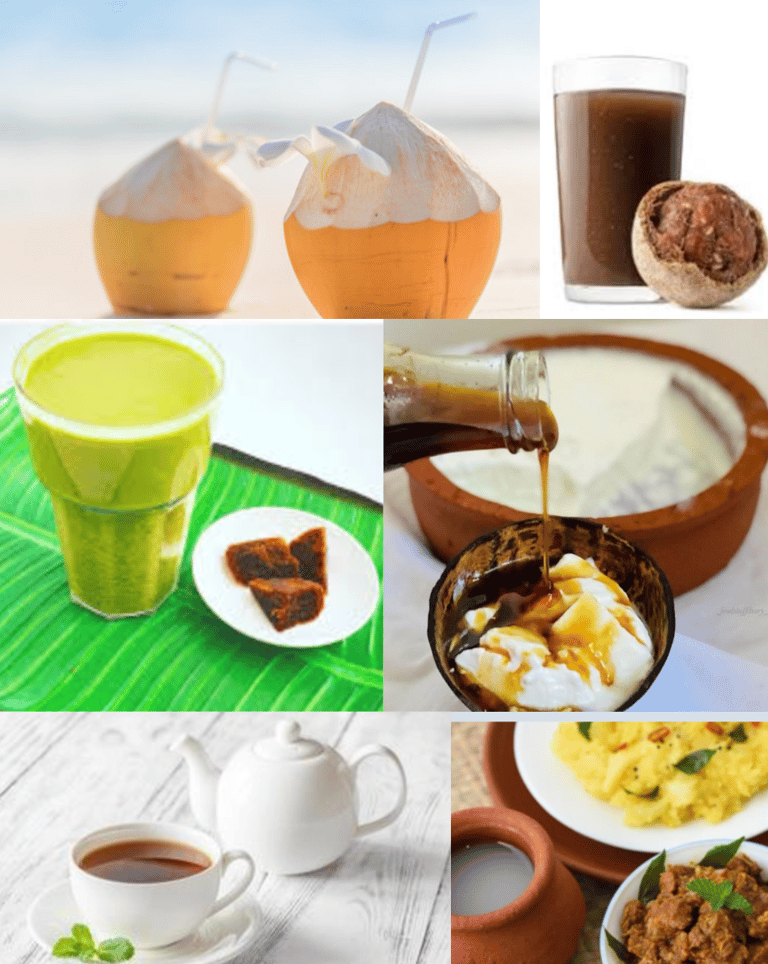 Ceylon Tea, Sri Lankan King coconut, woodapple, curd, Kola Kanda