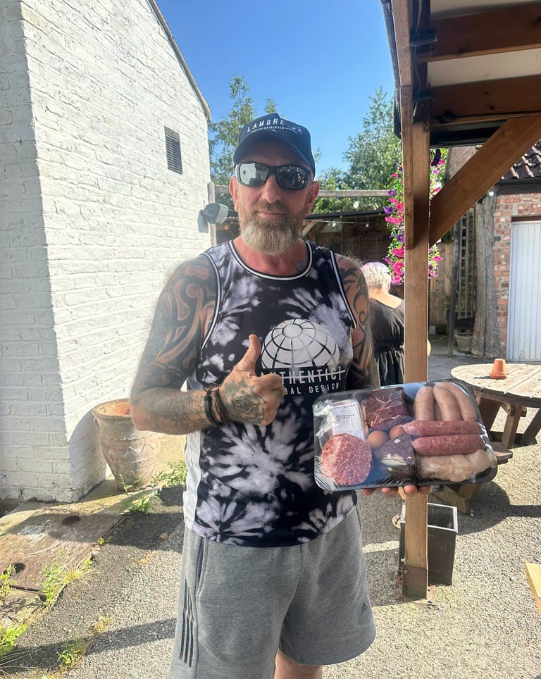 Kevin with meat raffle win