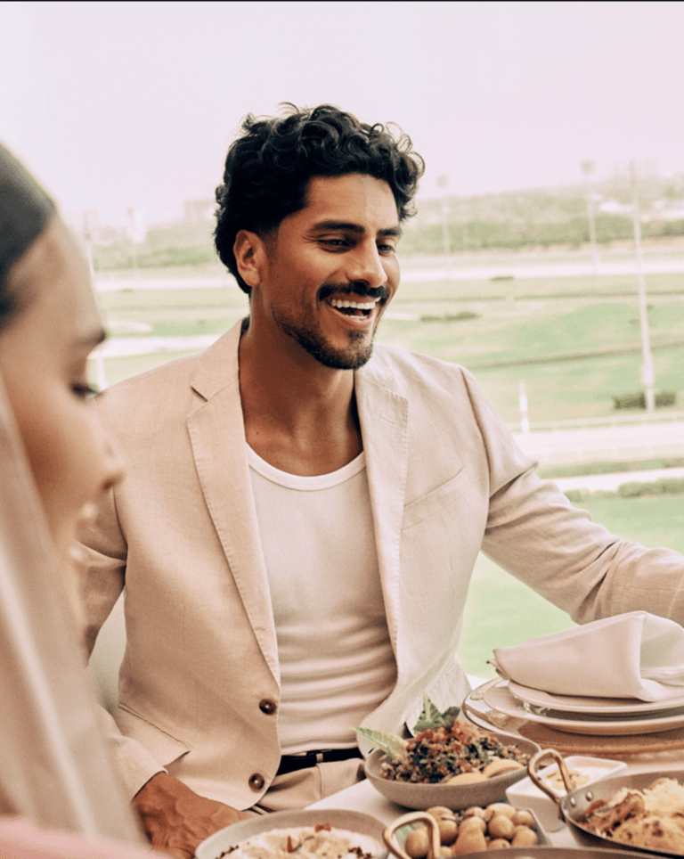 Dany Peña model and content creator in luxury lifestyle dining photoshoot