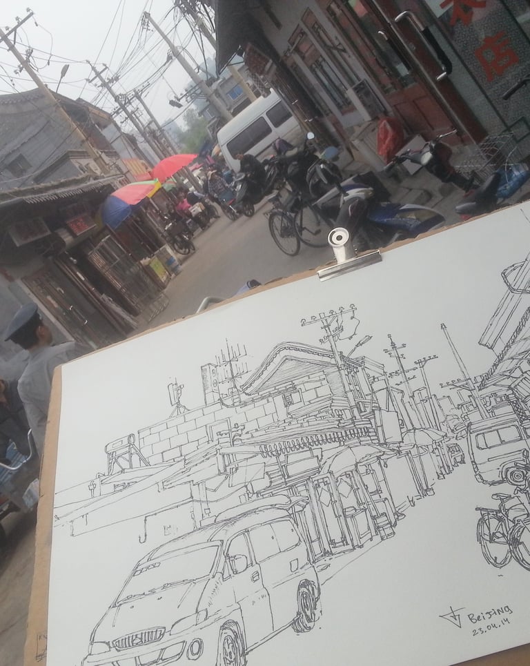 City Sketch by Evgeny Bondarenko in Beijing