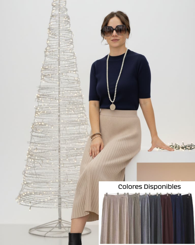 Falda de Punto con Tablones