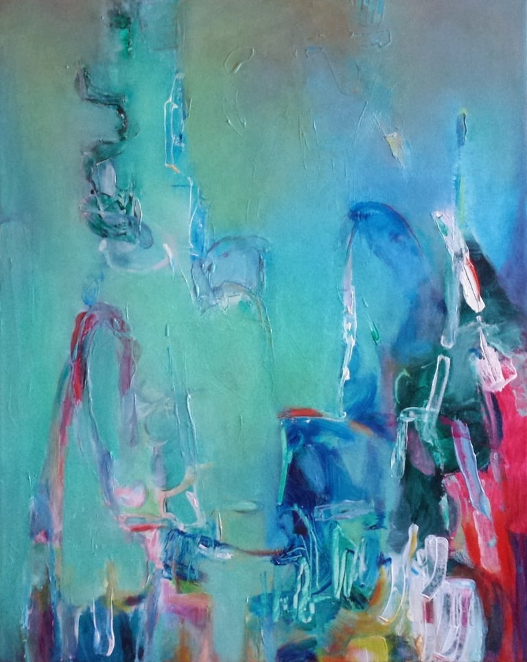 FREINDLY ENCOUNTER - acrylic painting by Paulette Melanson