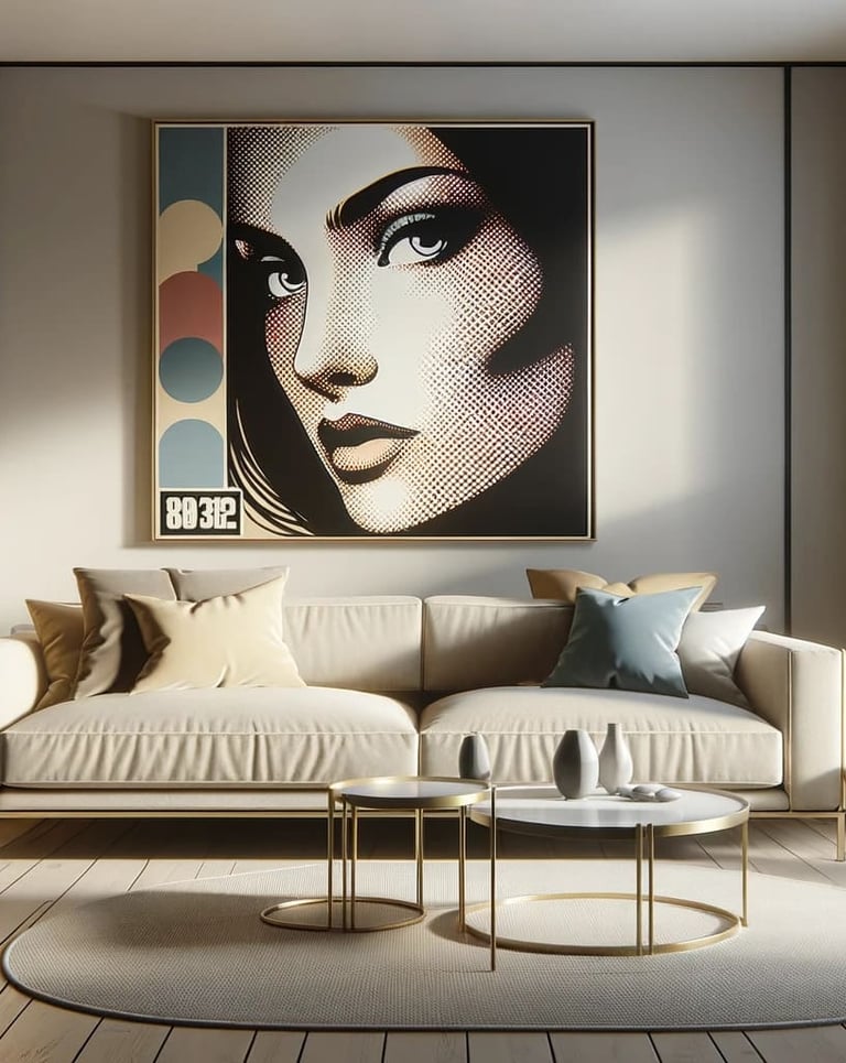 Rosto de uma moça em estilo Pop-Art.