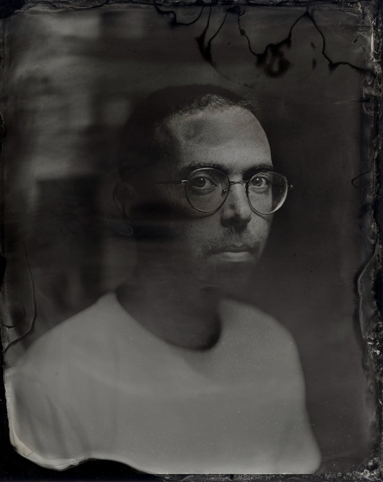 tintype portrait of victor saliba, ceramist at poterie victor