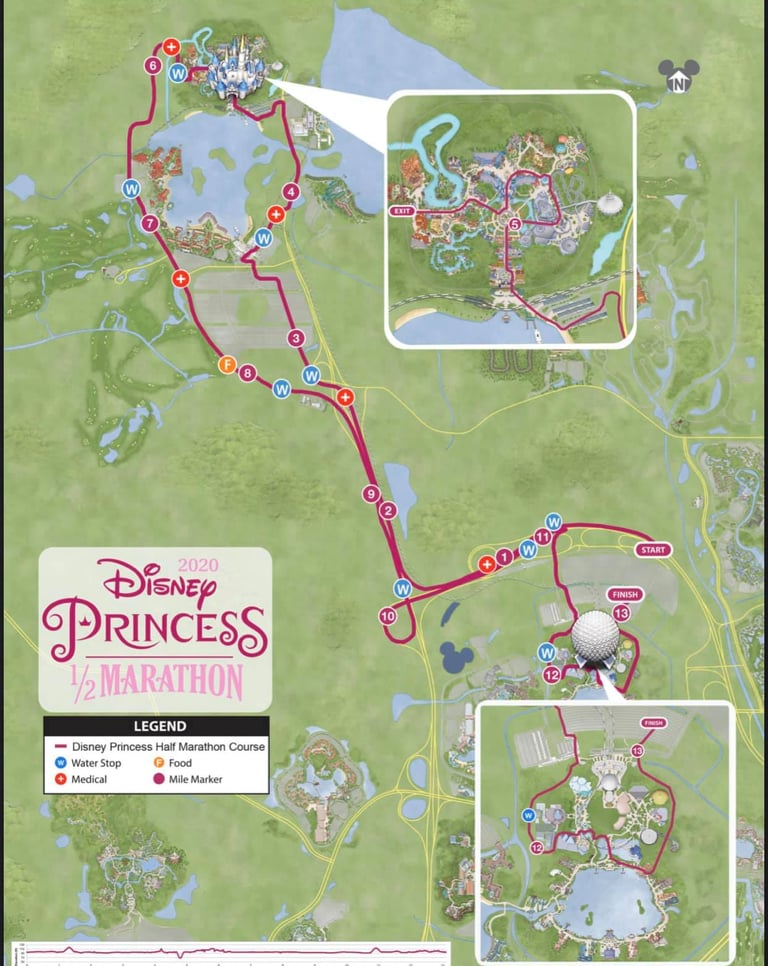 2020 runDisney Princess Half Marathon Weekend Half Marathon Course Map