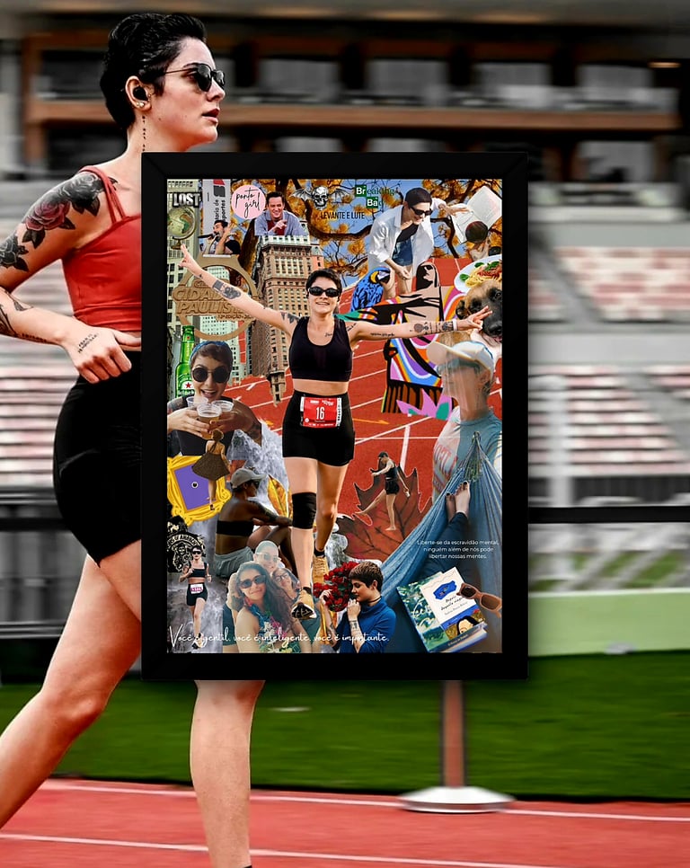 a woman in a red top running on a track